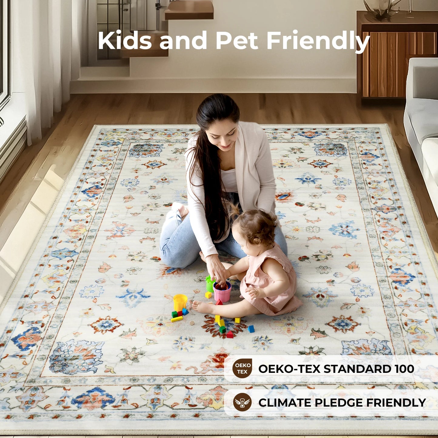 Persian Style Polyester Area Rug For Living Room And Bedroom