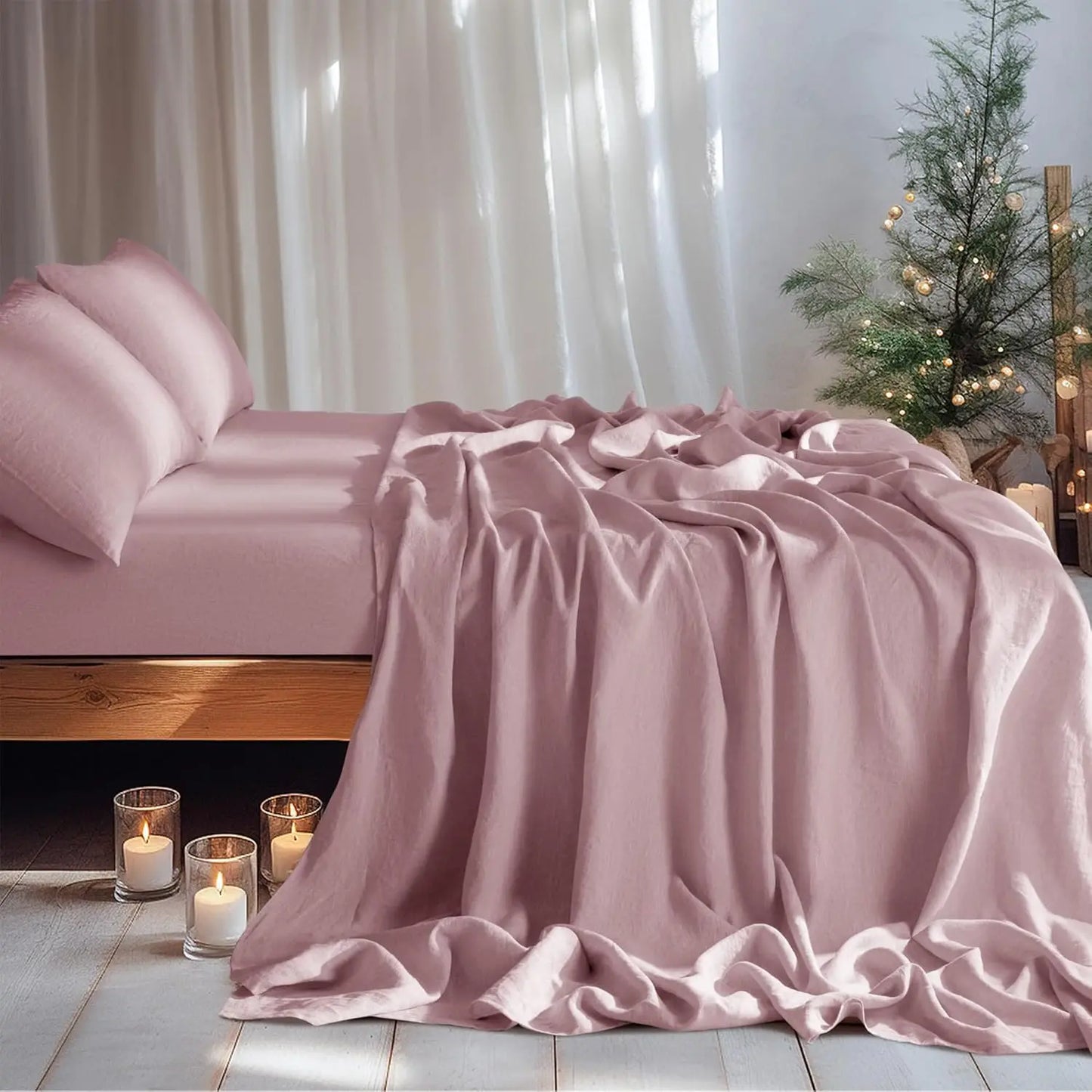 100 Percent Linen Sheet Set All Season Natural Flax Bedding