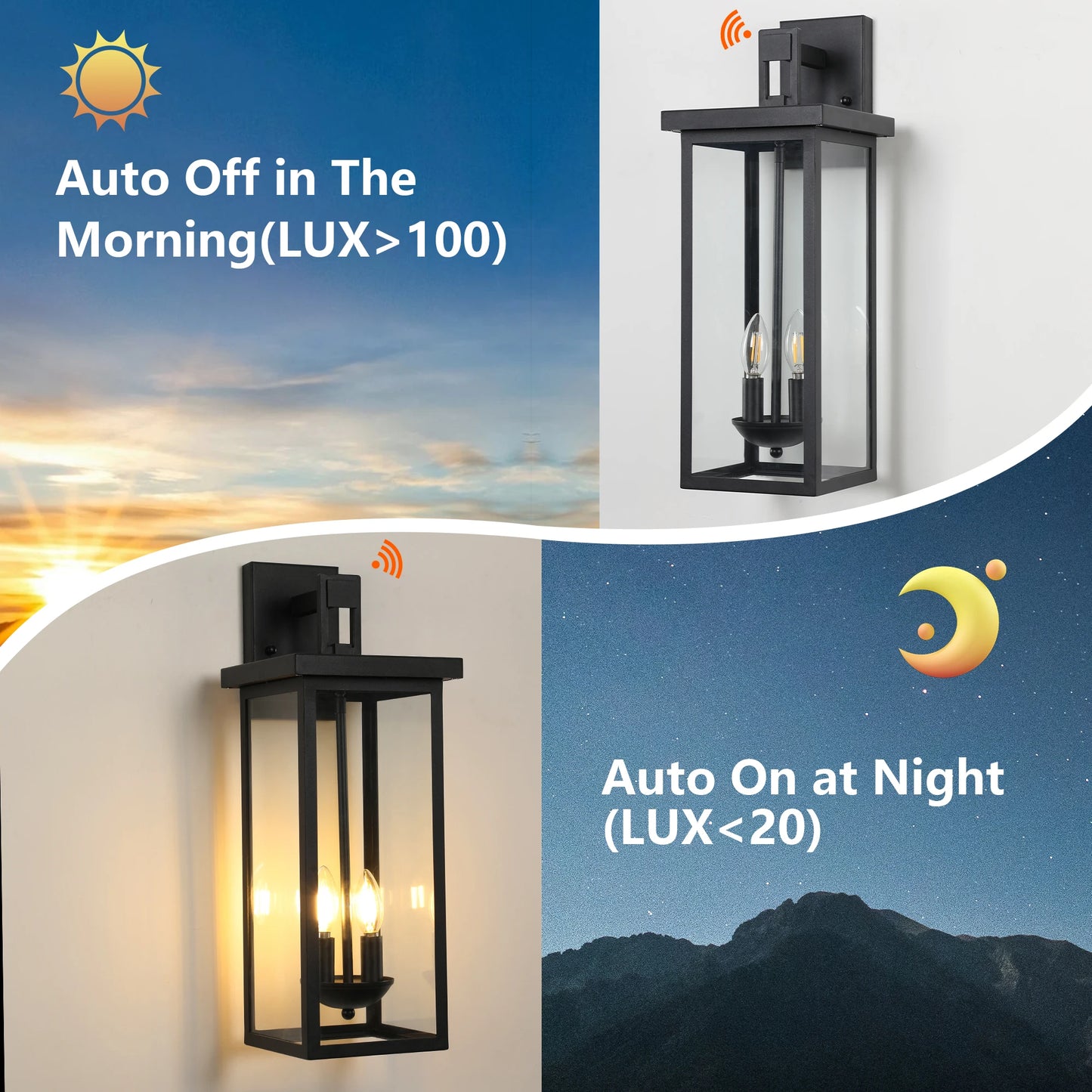 ARLGSITE Outdoor Wall Lantern Dusk To Dawn Sensor Matte Finish