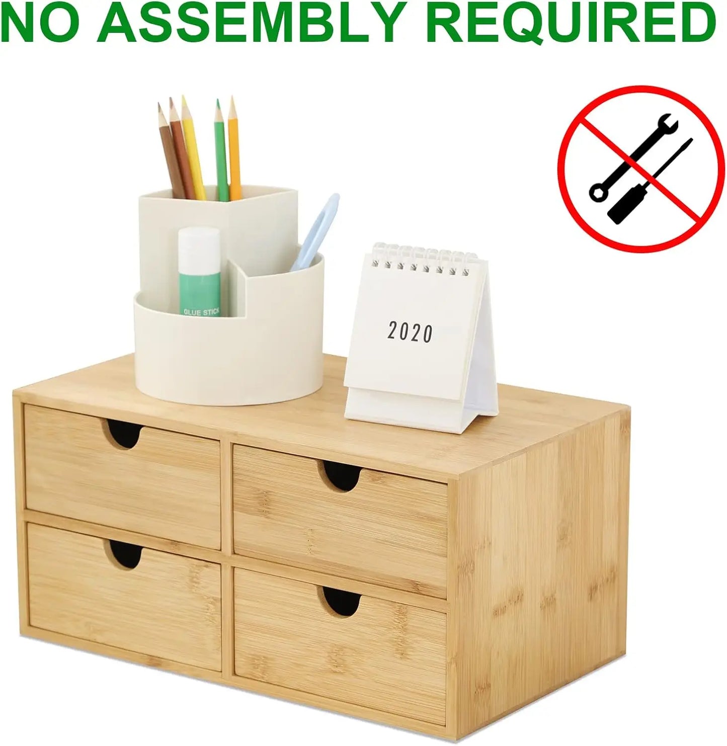 Mini Desktop Drawer Organizer - 4 Drawer Storage Box for Office Home Toiletries, No Assembly Required