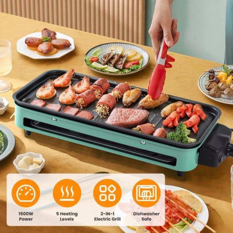 1500W Electric Indoor Grill 2 In 1 With Removable Plate