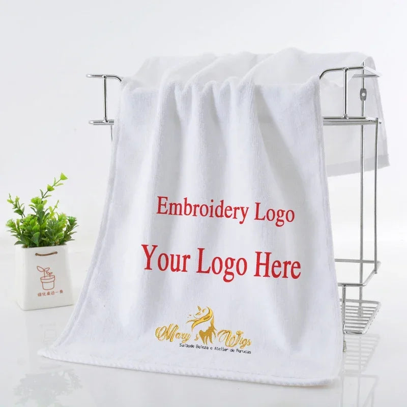 100% Cotton White Face Towel for Hotel Custom Embroidery Bath Towel Personalized Customized Beach Towel Corporate Gift With Logo