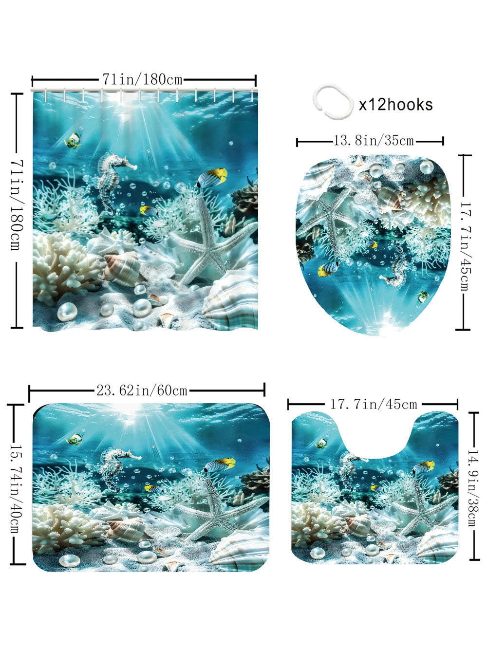 Ocean Craft of Weaving Four Piece Polyester Shower Curtain Set