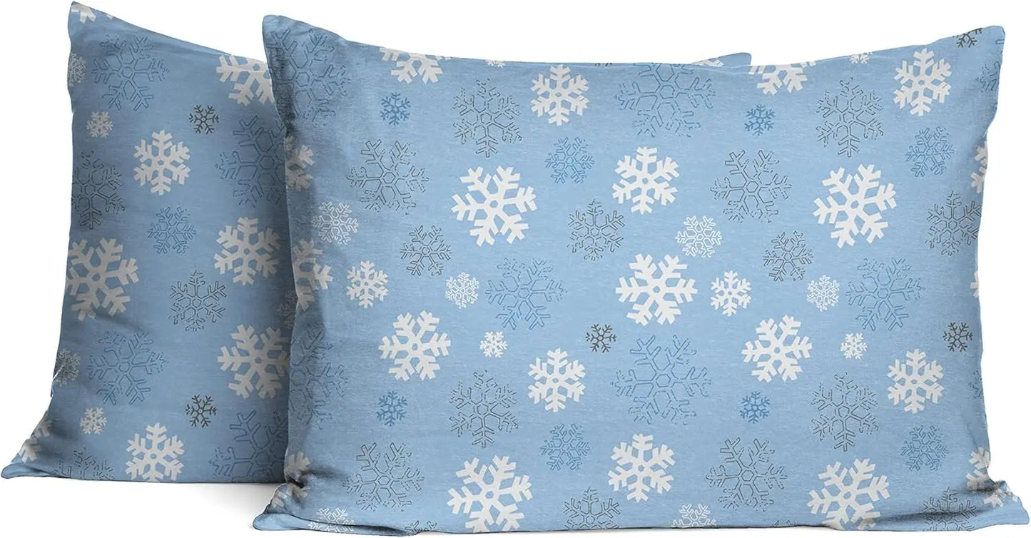 Heavy Weight Flannel Sheet Set 100 Percent Cotton Snowflake Print