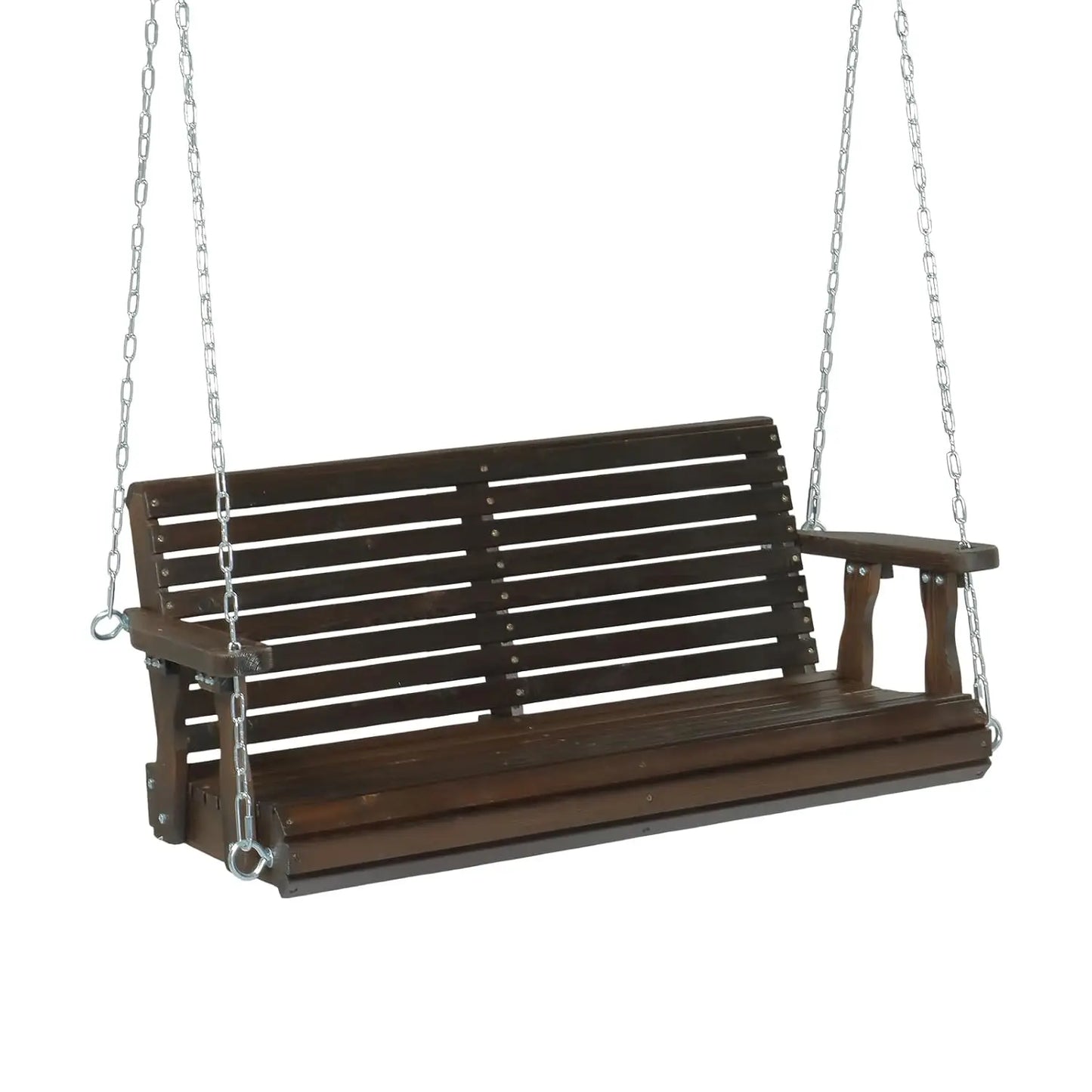 Upgraded Patio Wooden Porch Swing for Courtyard & Garden, Heavy Duty 880 LBS Swing Chair Bench with Hanging Chains, Customized