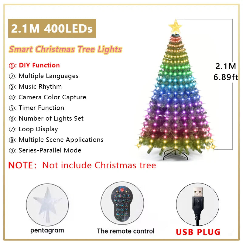 MIMIRGB Smart Christmas Tree Lights With App Control MusicSync IP67