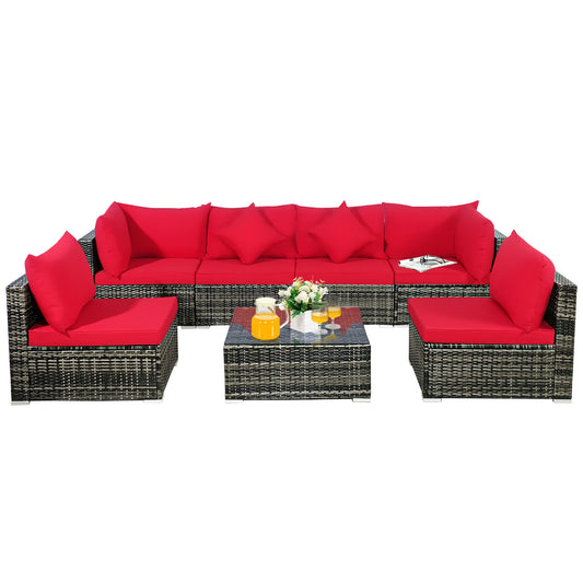 HOMASIS 7 Piece Patio Rattan Furniture Set With Sectional Sofa