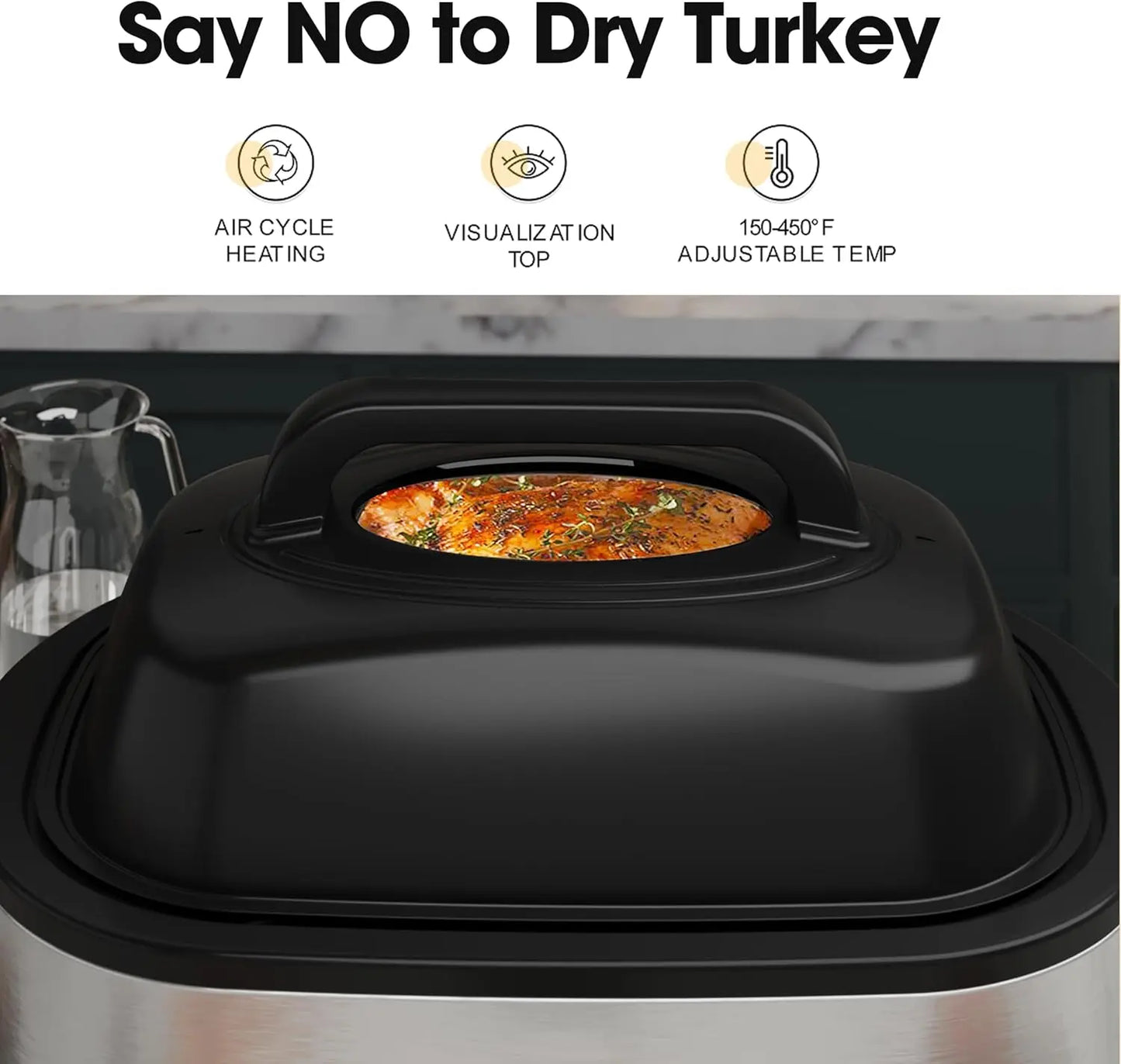 Electric Roaster Oven Stainless Steel With Visible Lid For Turkey