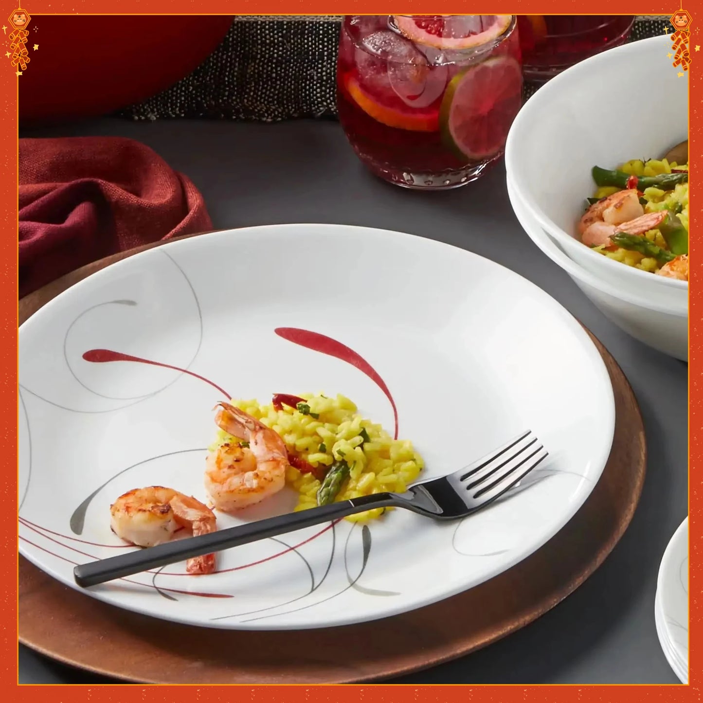 Classic Dinnerware Set 12-Piece Ceramic Plates Bowls Dishwasher Safe