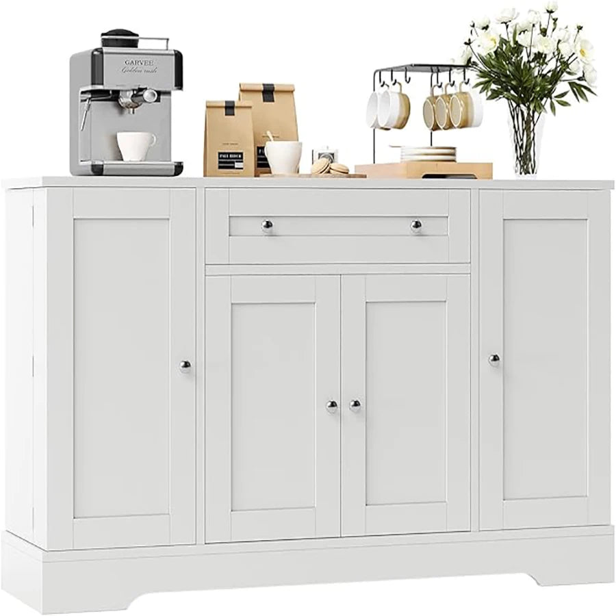 Modern Sideboard Buffet Cabinet with Storage, 55 in Wood Coffee Bar Cabinet with Drawer, Shelves & Door Shelves, for Kitchen