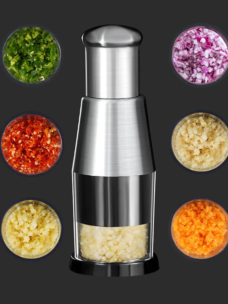 Alloet Stainless Steel Manual Hand Chopper for Veggies and Garlic