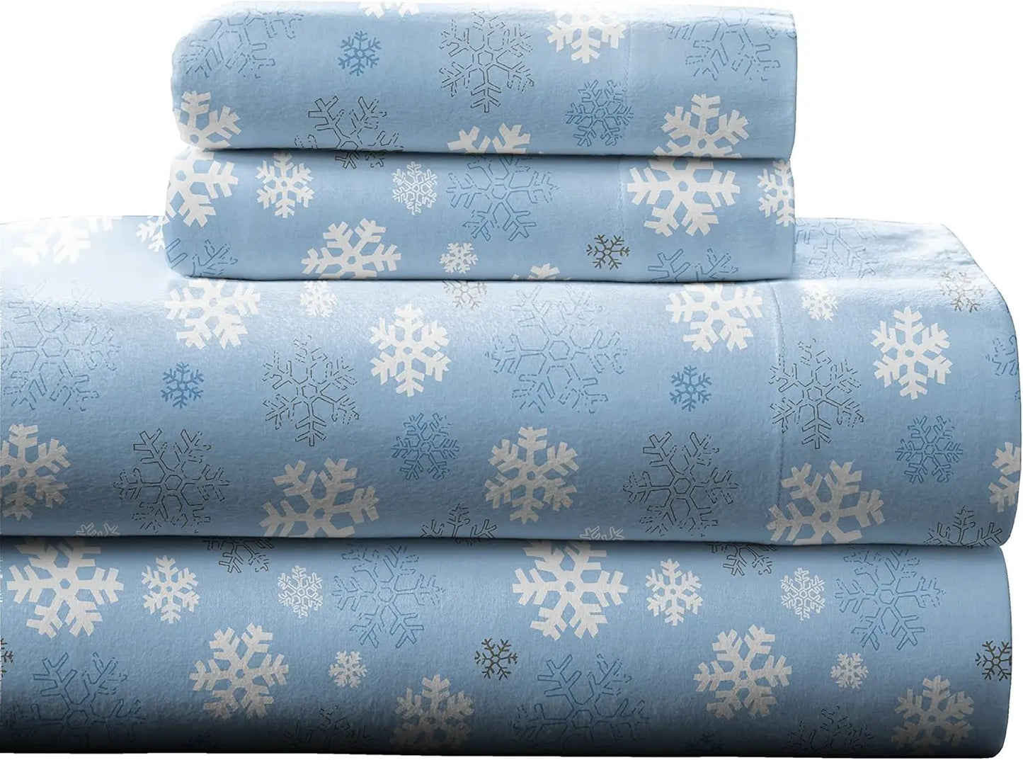 Heavy Weight Flannel Sheet Set 100 Percent Cotton Snowflake Print