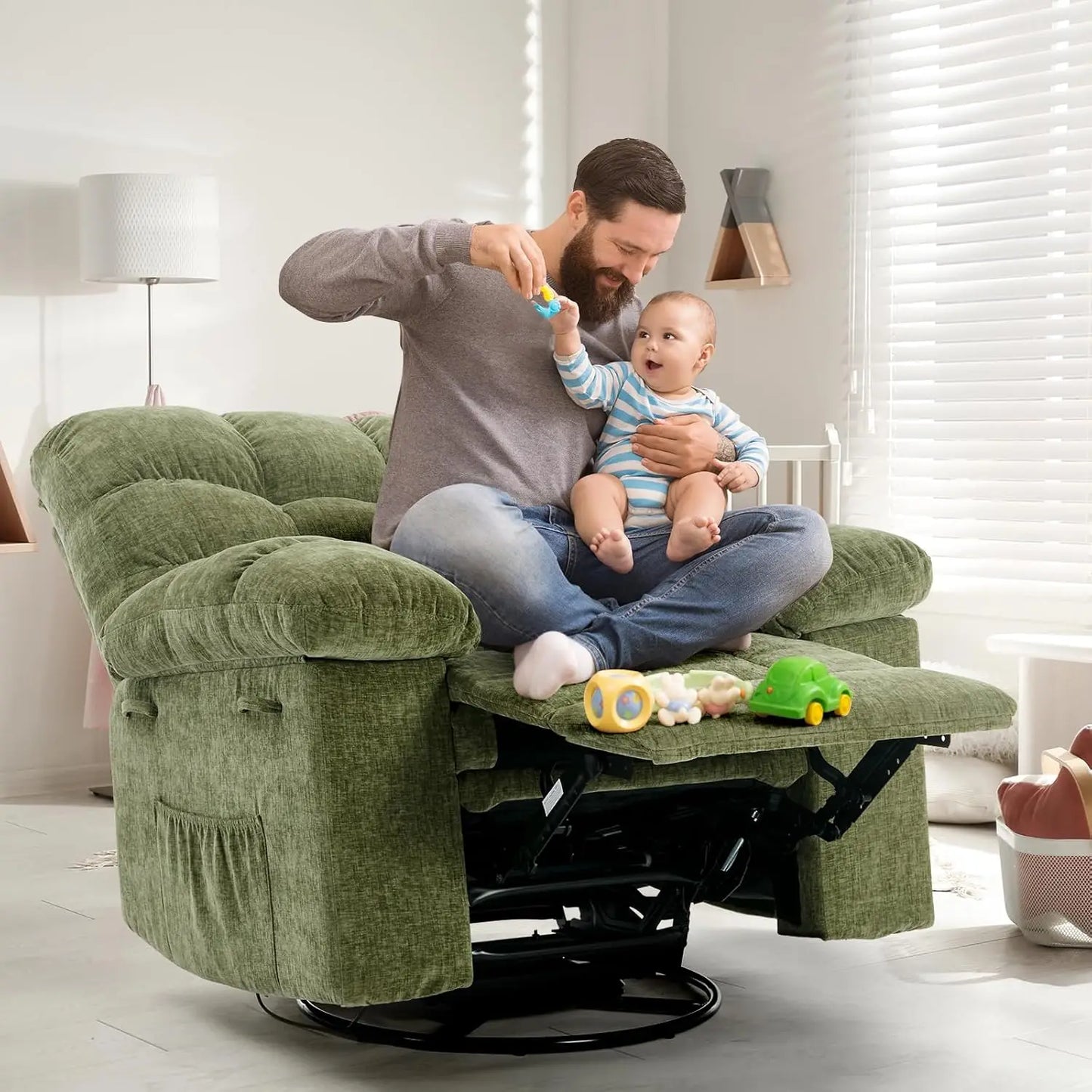 HiMISS Rocker Recliner Chair for Adults Overstuffed Manual Glider Sofa