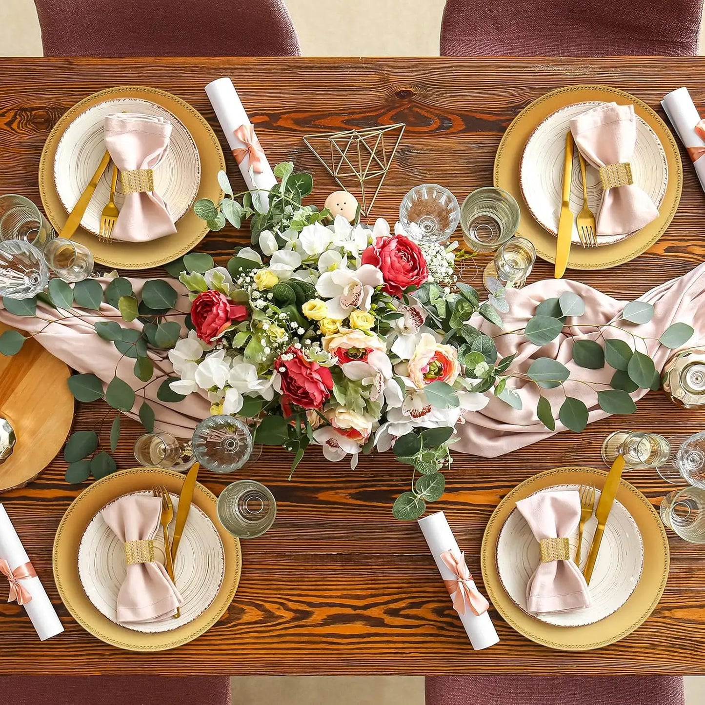 XMSJ 100 Piece Charger Plates And Napkin Rings Set