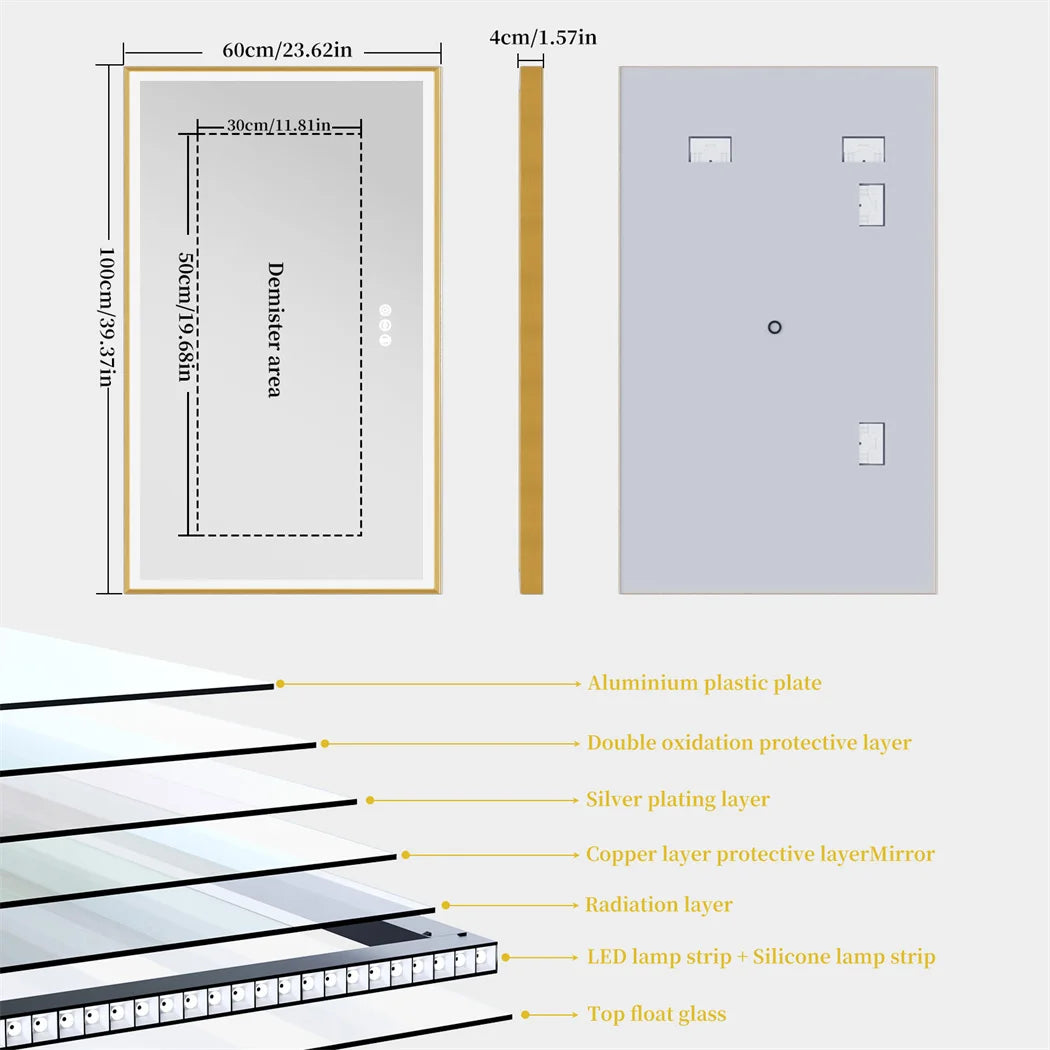 LUVODI Fogless Smart Touch Illuminated Full Body Dressing Mirror