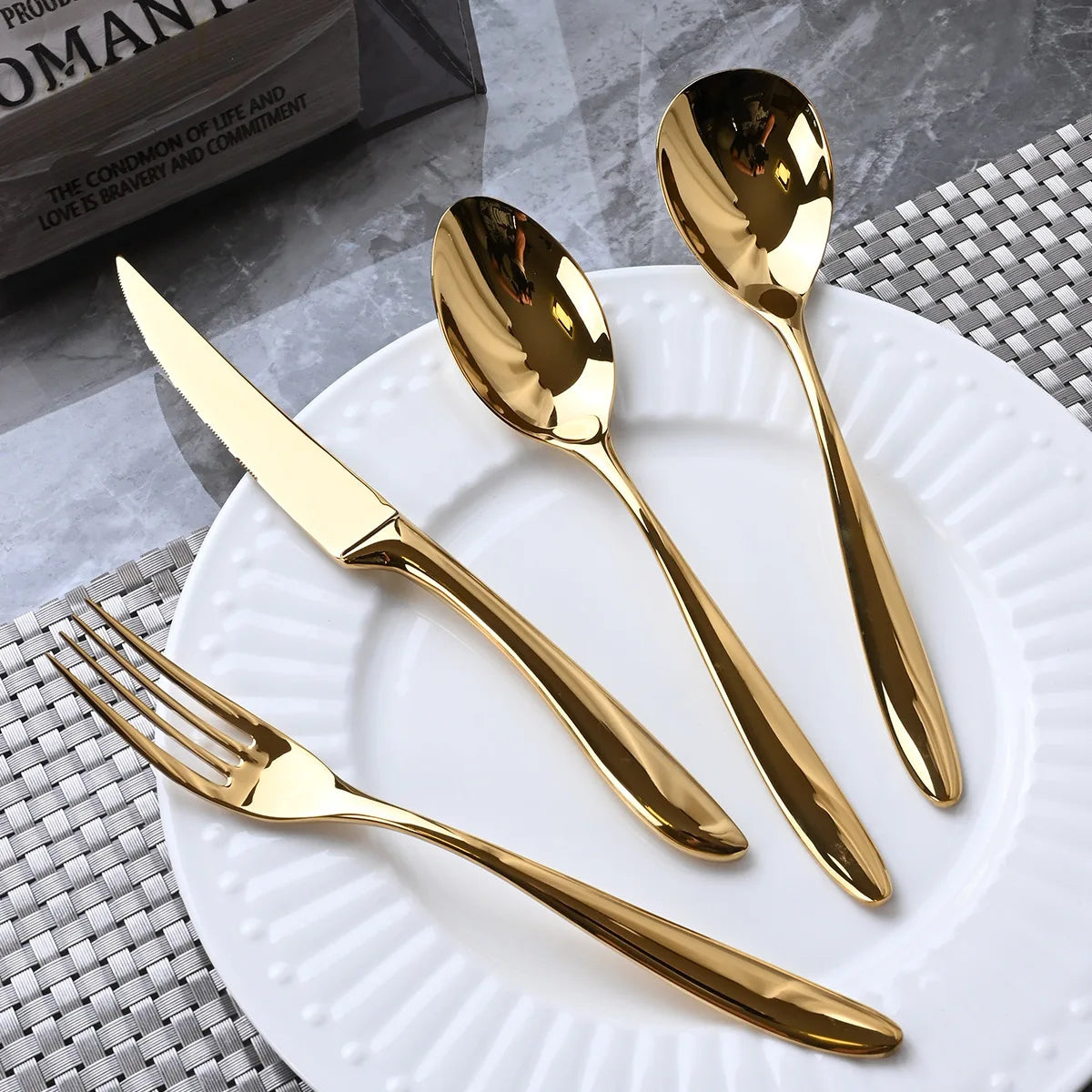 6pcs 304 Stainless Steel Flatware Set, Premium Heavy Duty Food Grade Cutlery Tableware for Home (6-Piece Dinnerware Silverware)