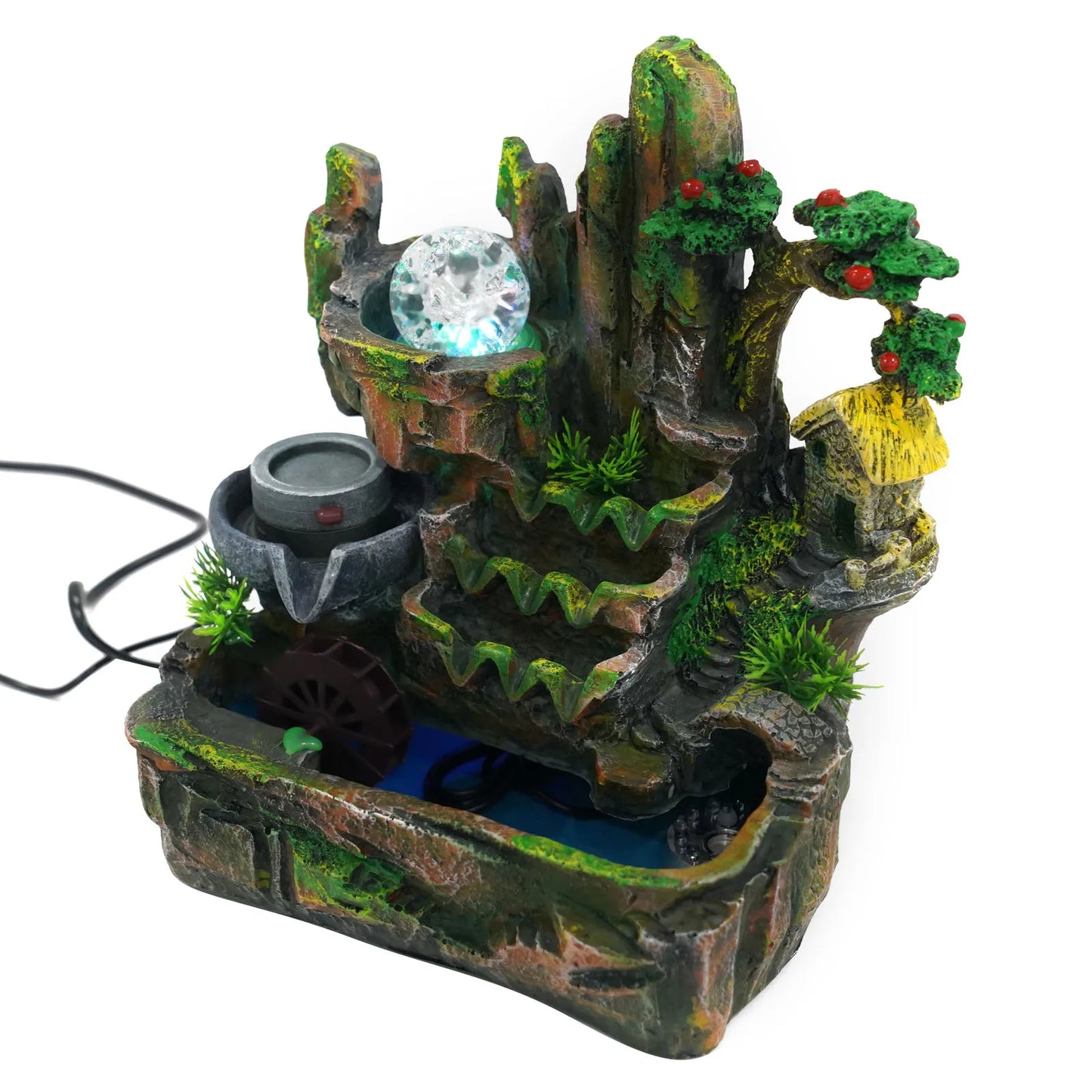 Feng Shui Desktop Water Fountain With Color Changing LED Lights