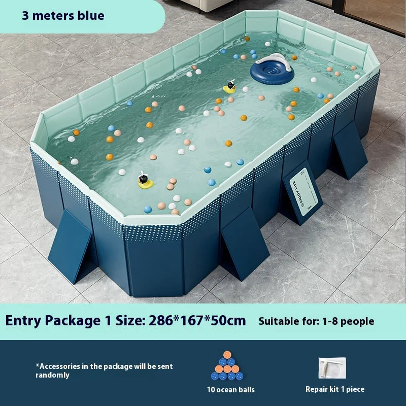 Inflatable-Free Swimming Pool No-Installation Water Play Pool Thickened Wear-Resistant Foldable Bathing Pool Outdoor Large Pool