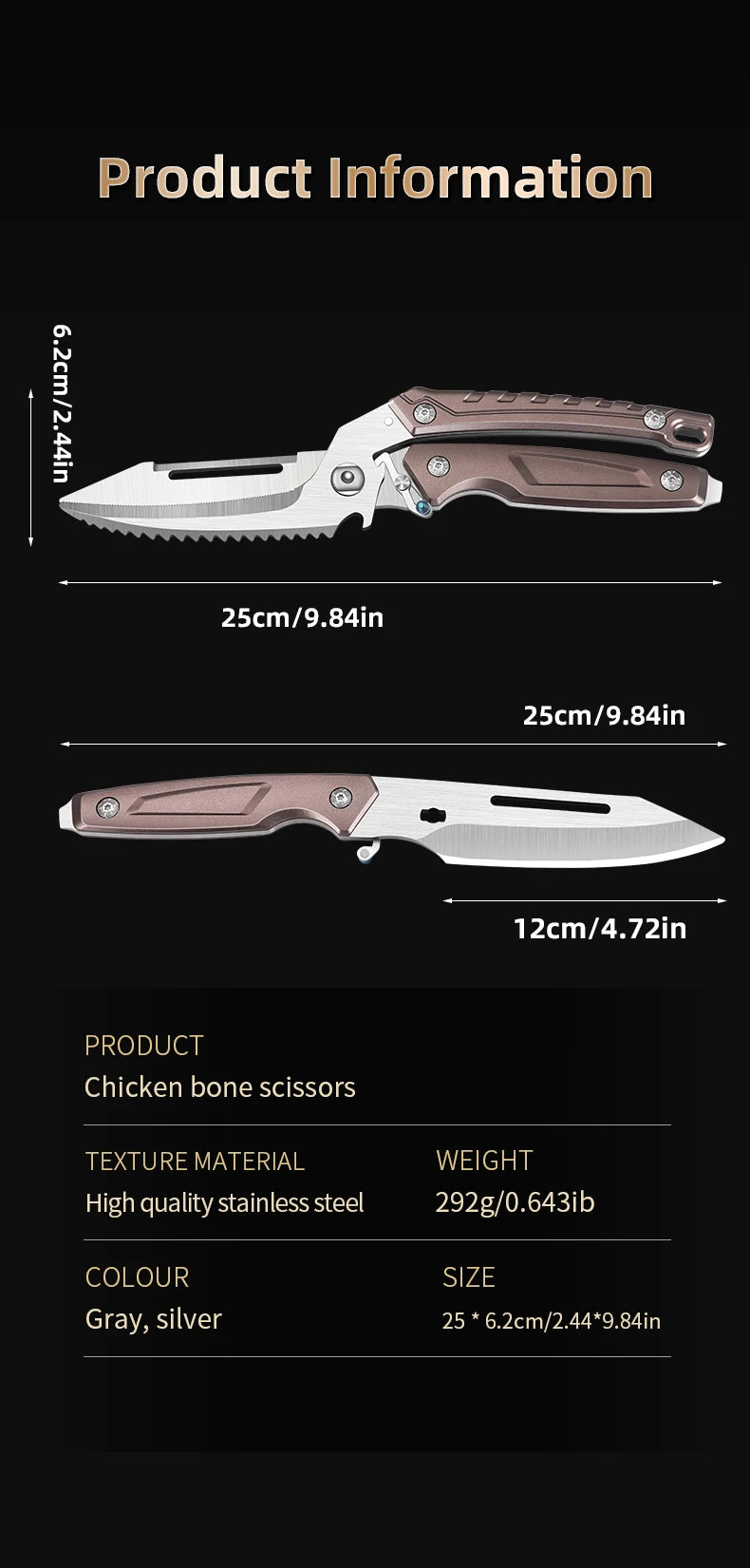 Heavy Duty Poultry Shears Stainless Kitchen Scissors For Chicken Meat
