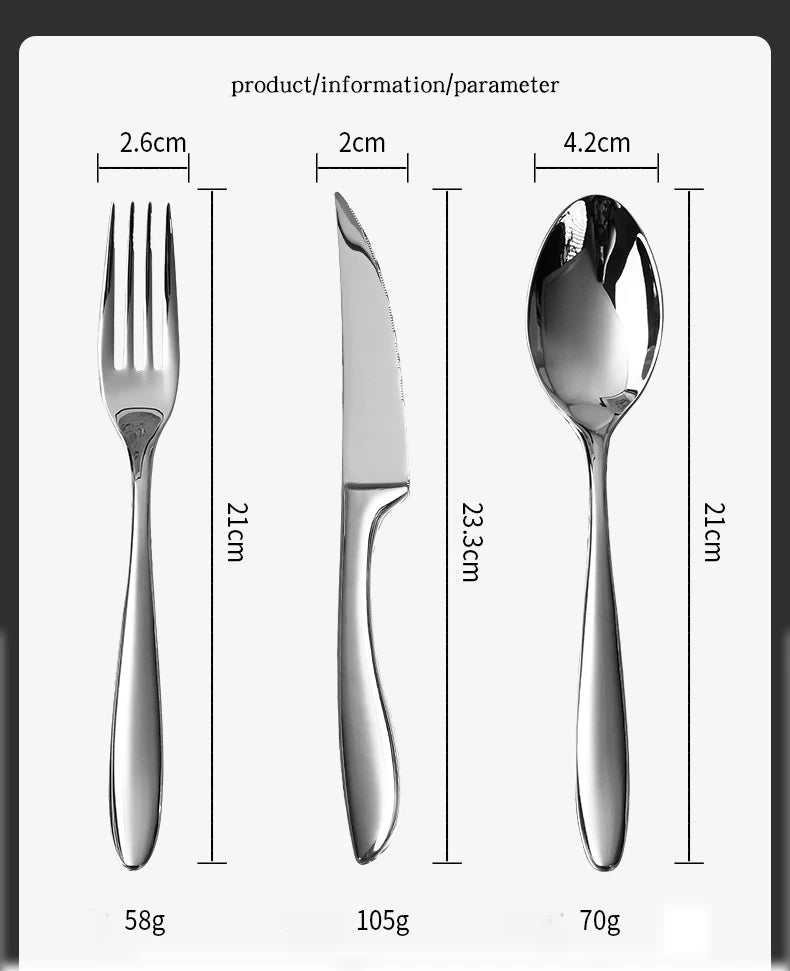 6pcs 304 Stainless Steel Flatware Set, Premium Heavy Duty Food Grade Cutlery Tableware for Home (6-Piece Dinnerware Silverware)