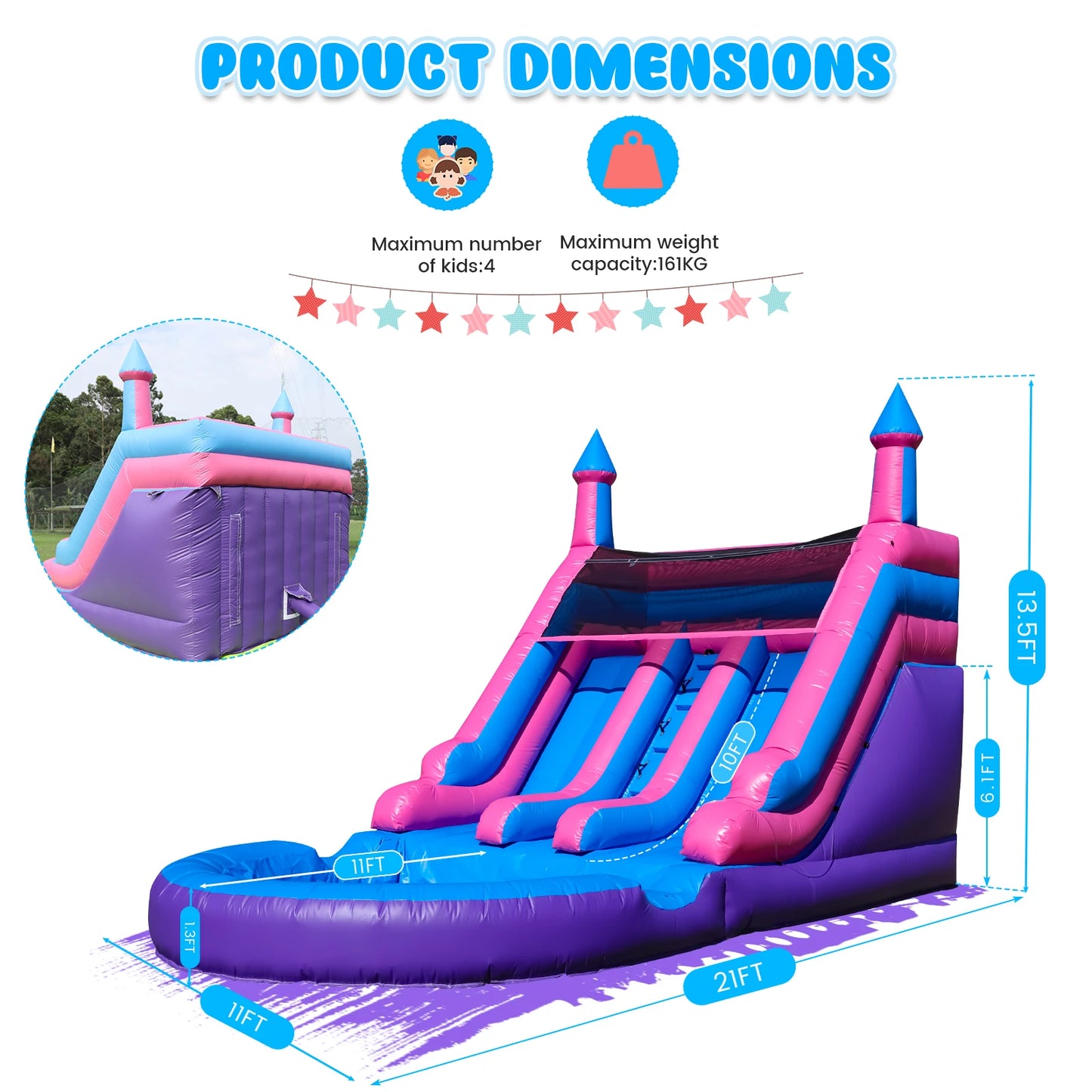 RTS Inflatable Double Water Slide Pool With Blower For Kids