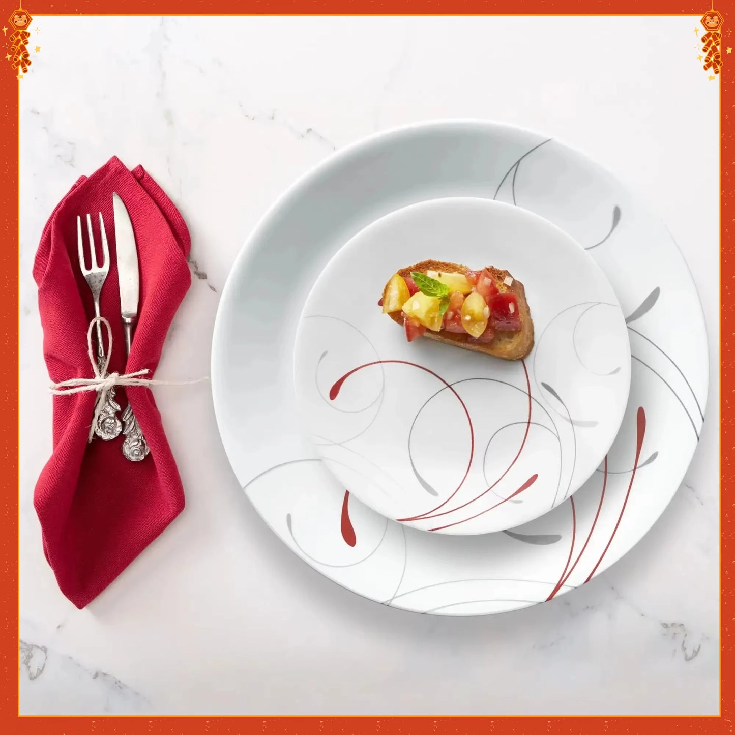 Classic Dinnerware Set 12-Piece Ceramic Plates Bowls Dishwasher Safe