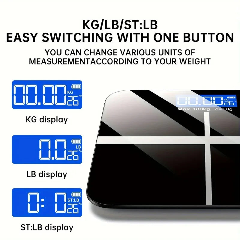 Premium Digital Bathroom Scale 396lb Capacity, High-Precision LCD Display, Ultra-Wide Platform, Room Temperature Sensor