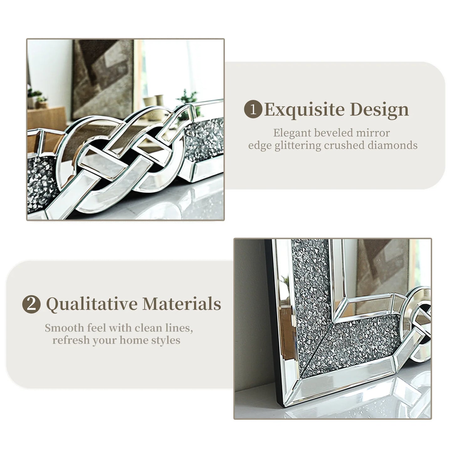 Crystal Diamond Vanity Wall Mirror Decorative Framed Hanging