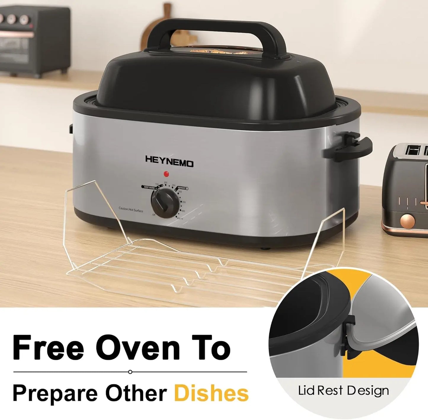 Electric Roaster Oven Stainless Steel With Visible Lid For Turkey