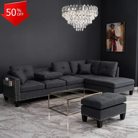 Oein Convertible Corner Sofa Modern L-Shaped Living Room Sectional