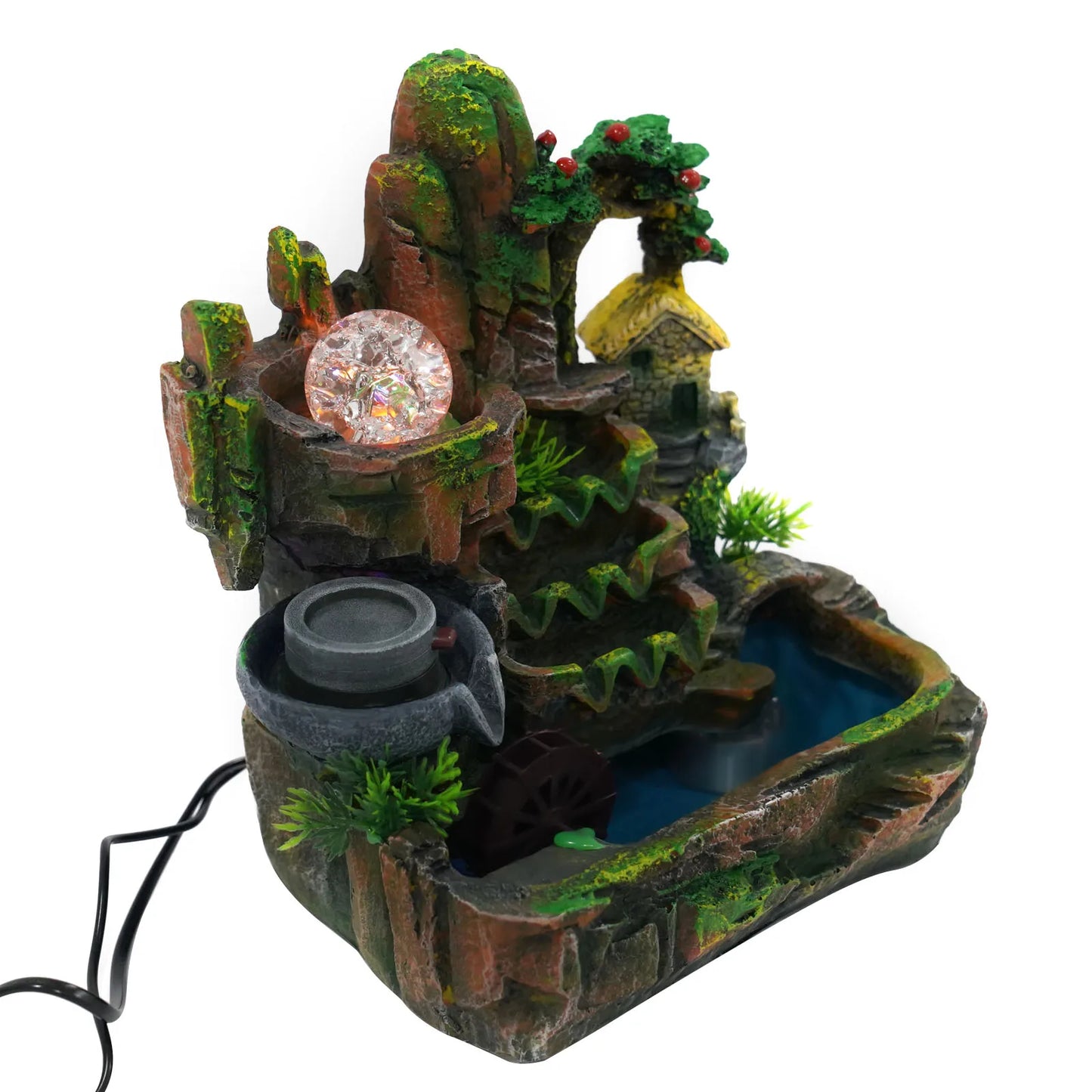 Feng Shui Desktop Water Fountain With Color Changing LED Lights