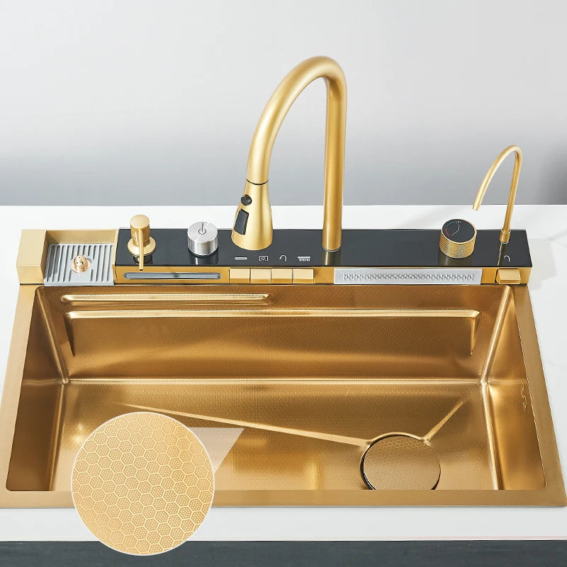 Rozin 304 Stainless Steel Kitchen Sink With Waterfall Faucet