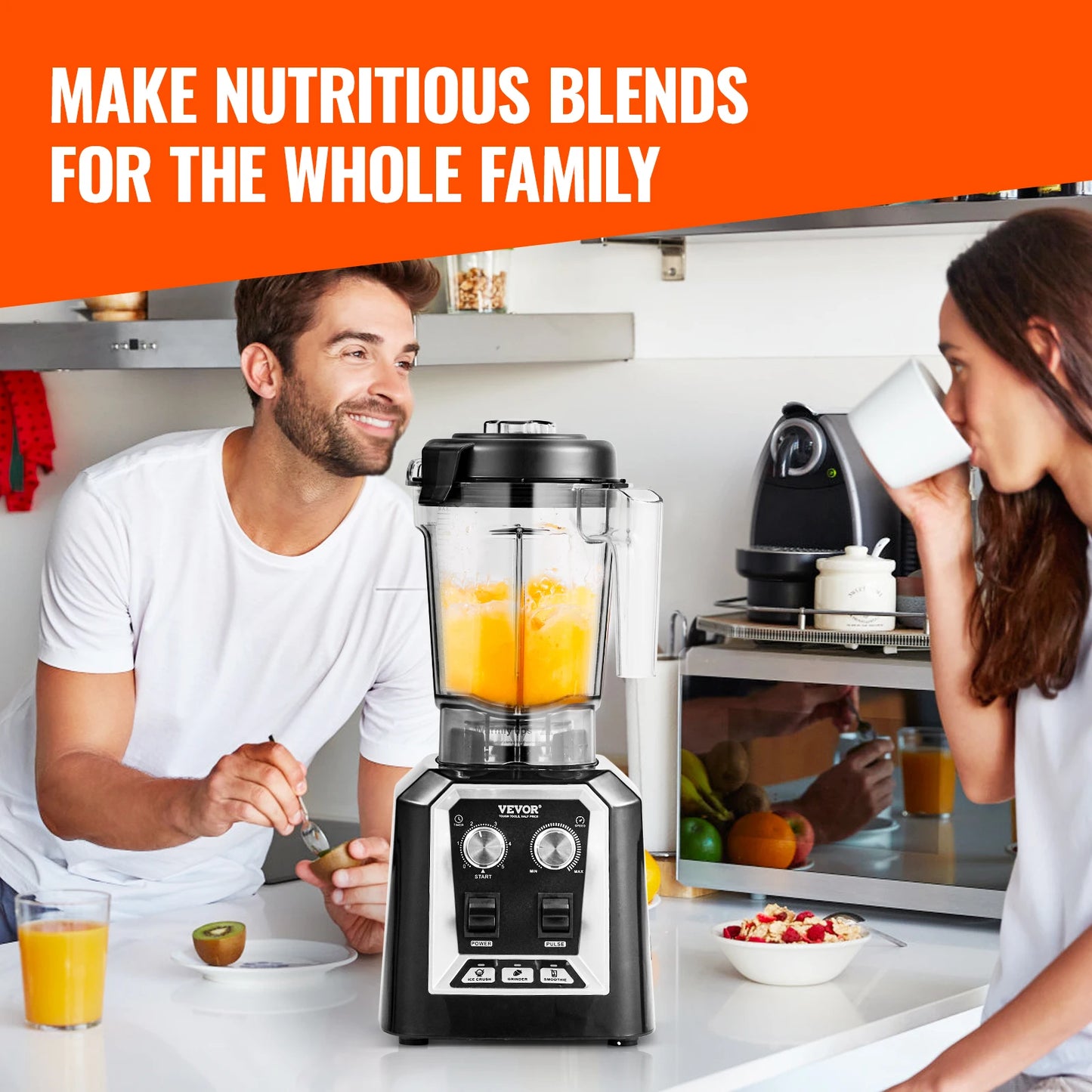 SucceBuy Stainless Steel Countertop Blender Professional For Home Kitchen