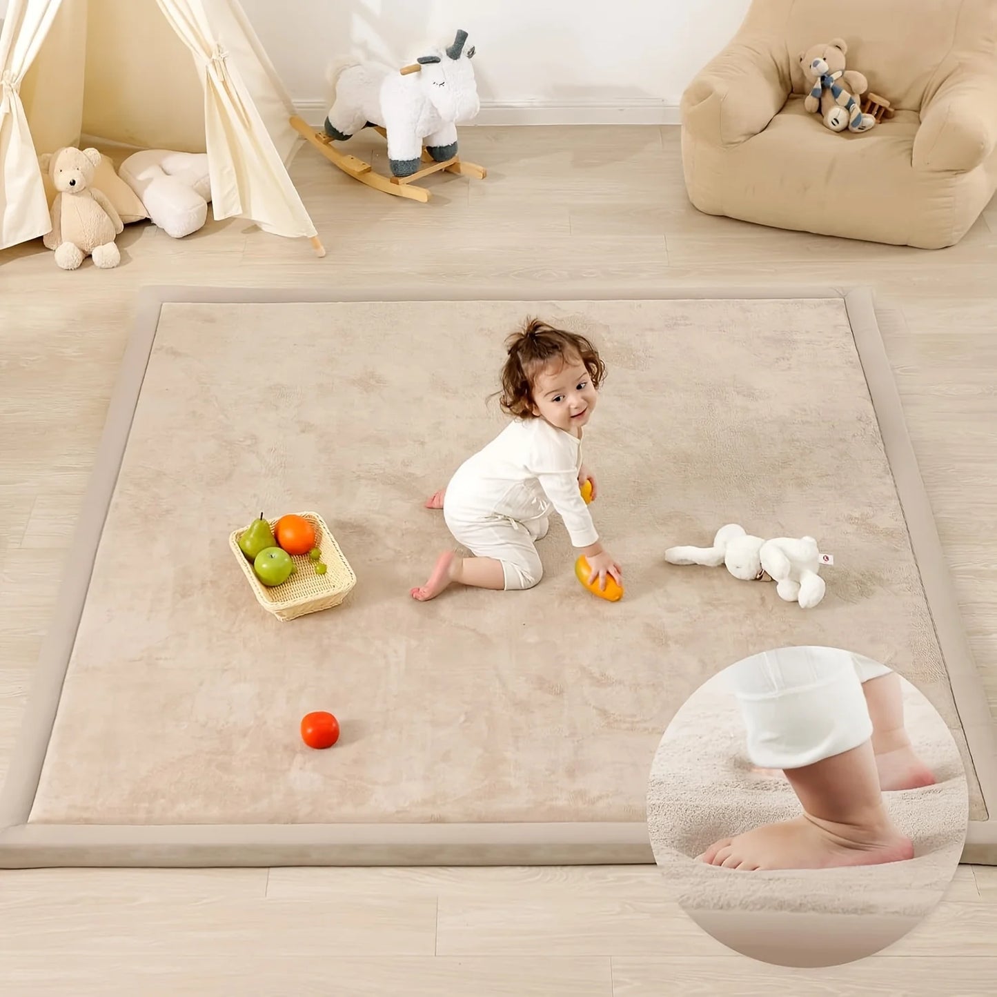 PaPaMat Memory Foam Playpen Mat Non-Slip Soft Velvet Kids Rug