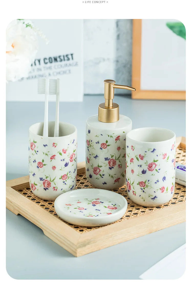 American Minimalist Ceramic Bathroom Wash Set Four Piece