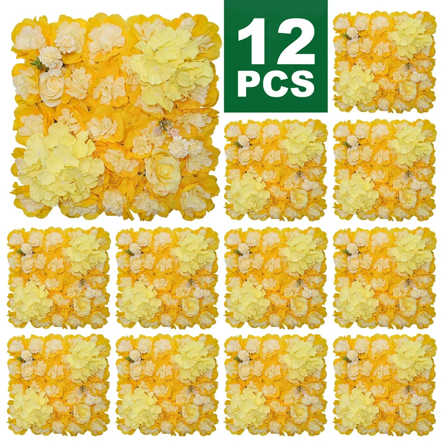RUEESEECN 12Pcs Artificial Roses Wall Panel 3D Backdrop