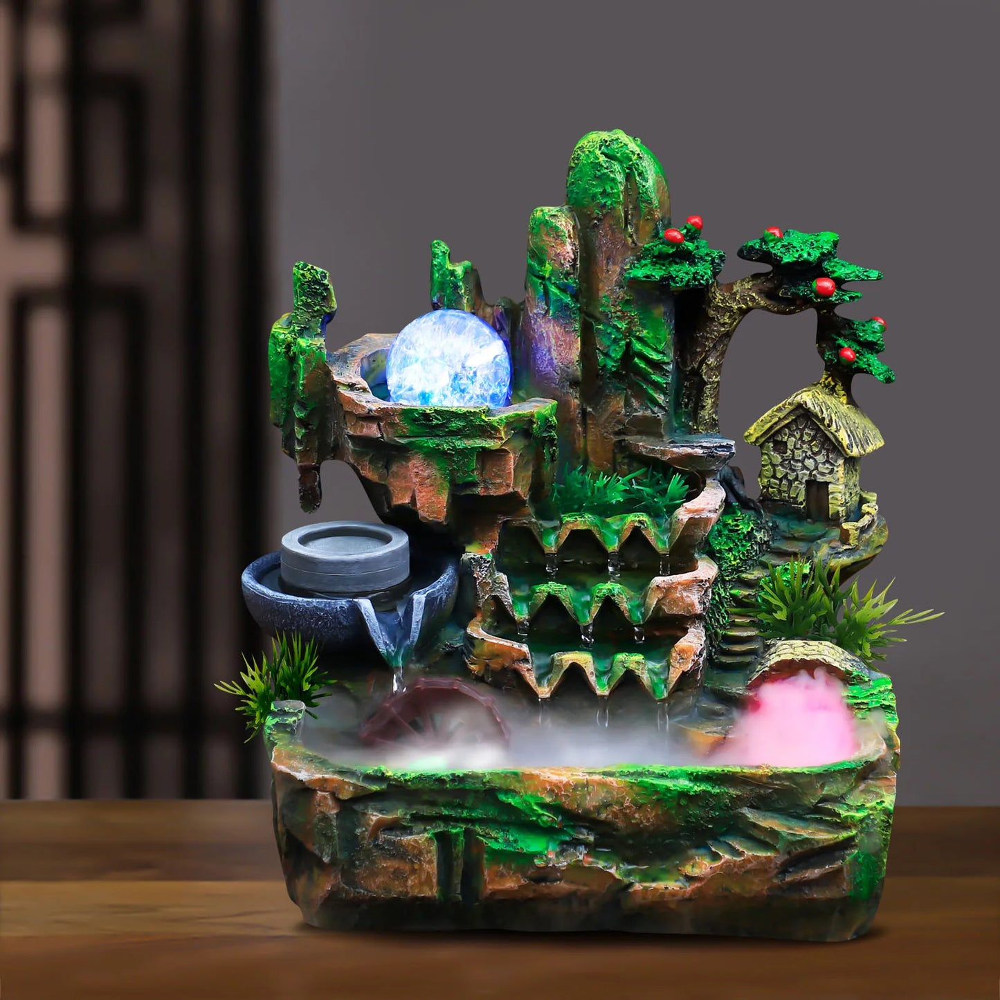 Feng Shui Desktop Water Fountain With Color Changing LED Lights