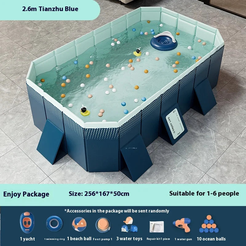 Inflatable-Free Swimming Pool No-Installation Water Play Pool Thickened Wear-Resistant Foldable Bathing Pool Outdoor Large Pool