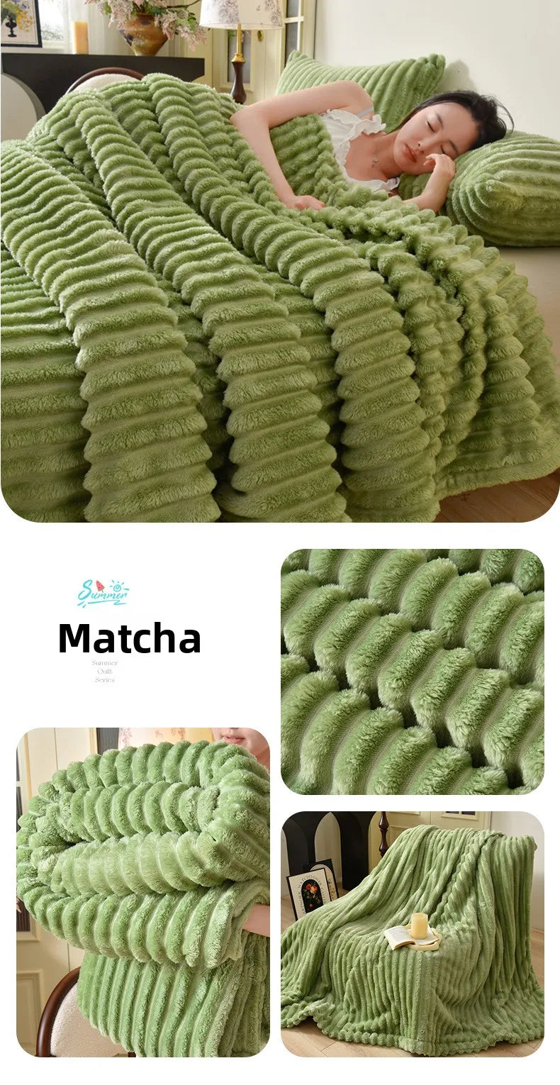 Flannel Blanket Queen Size Spring Autumn Warm Blankets for Bedgradient Color Soft Plush Sofa Throw Blanket