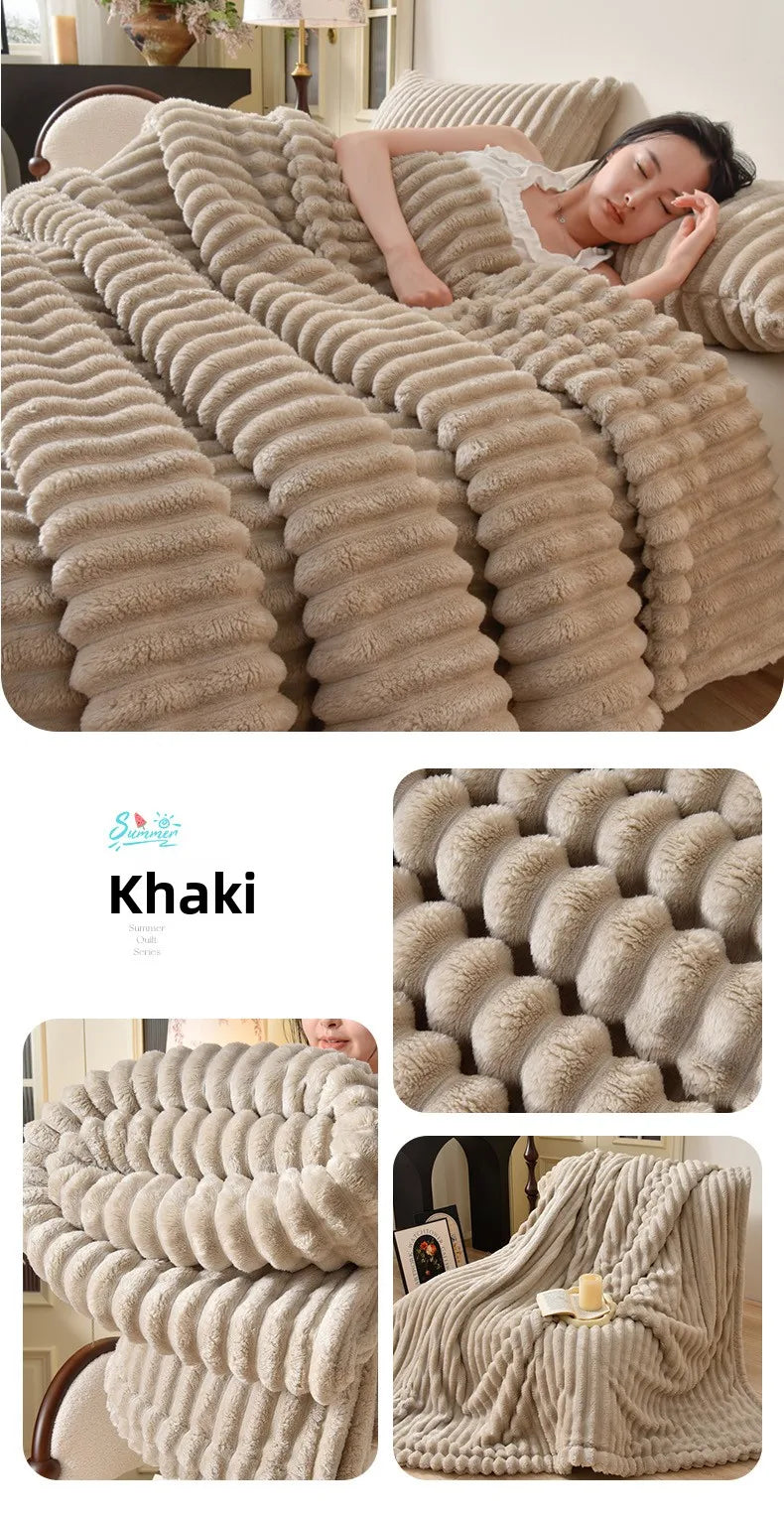 Flannel Blanket Queen Size Spring Autumn Warm Blankets for Bedgradient Color Soft Plush Sofa Throw Blanket