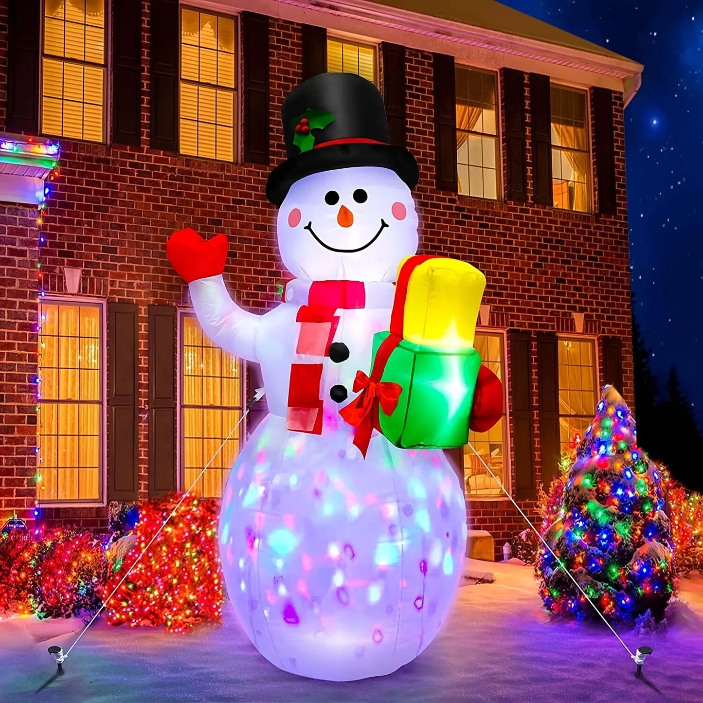 Inflatable Christmas Snowman with Built-in LED Lights for Outdoor Decorations