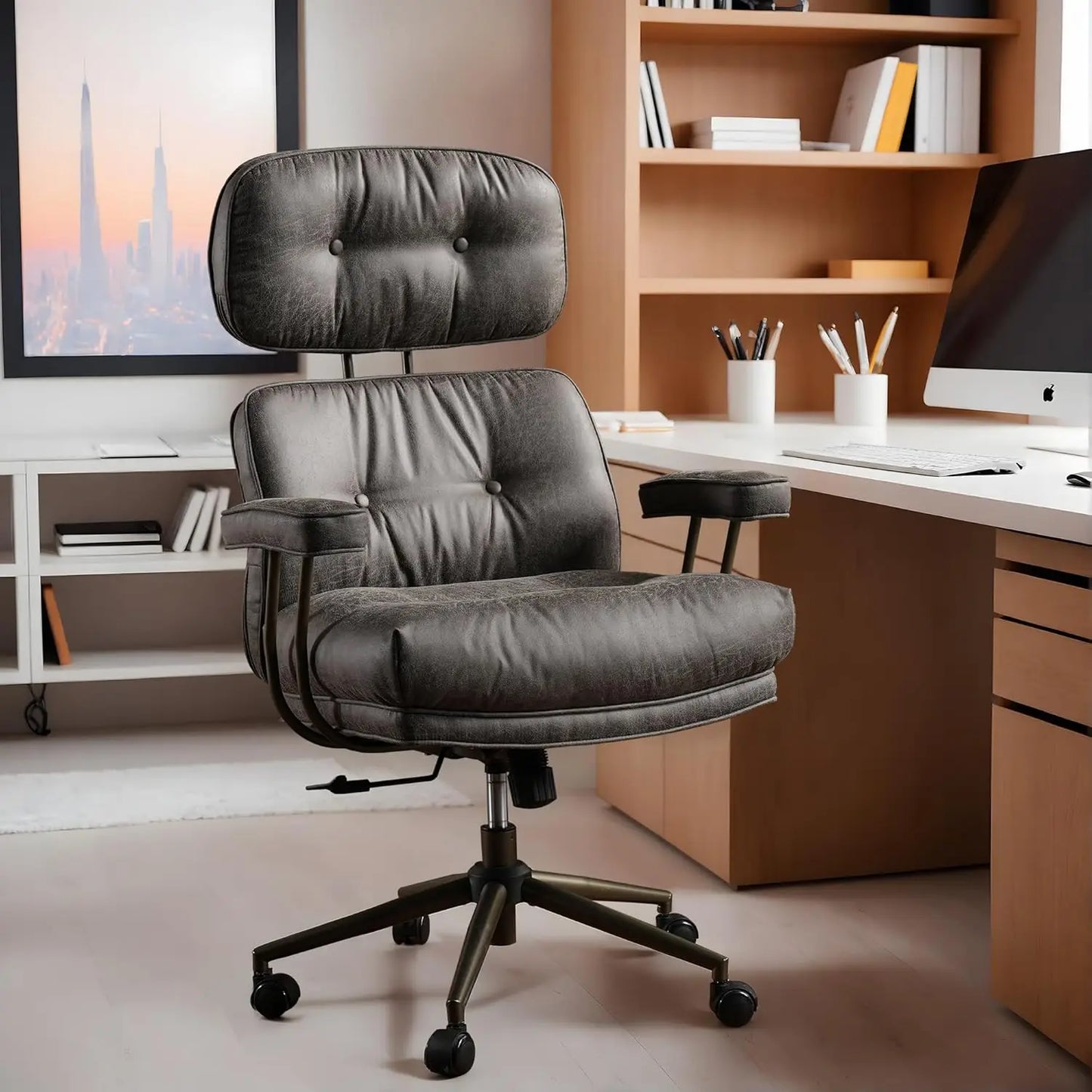 High Back Executive Office Chair with Comfortable Deep Seat,PU Leather Modern Office Chair,Ergonomic Big and, Customized