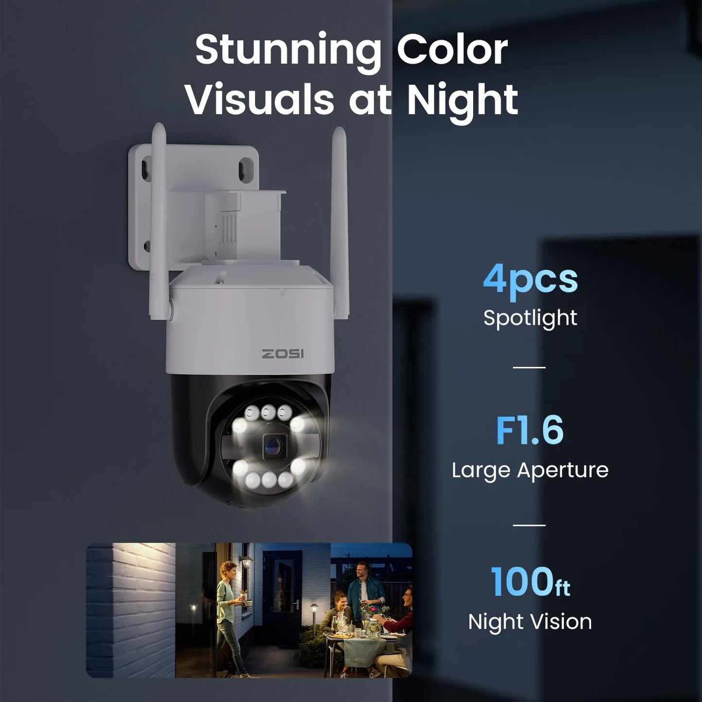 ZOSI C296 8MP 5MP WiFi6 PTZ Camera Outdoor AIDetectionEnhancement
