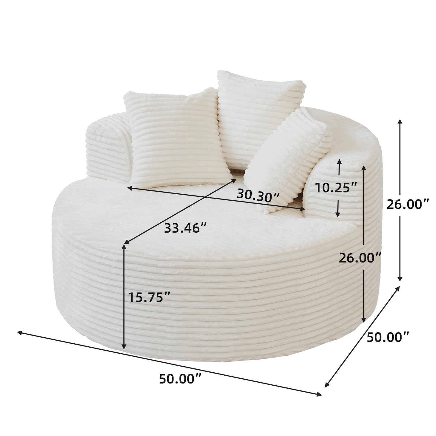 Sdorens Round Chair Lounge Chaise Cloud Boneless Modern Sofa Bed