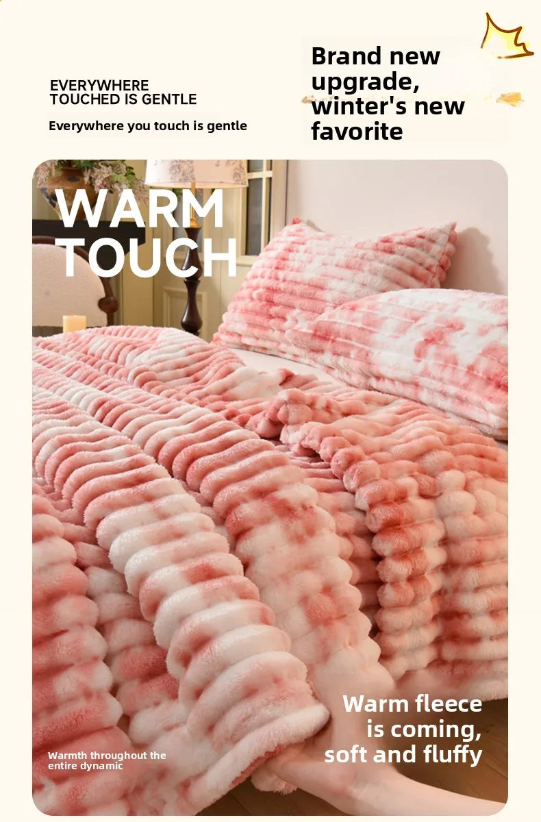 Flannel Blanket Queen Size Spring Autumn Warm Blankets for Bedgradient Color Soft Plush Sofa Throw Blanket