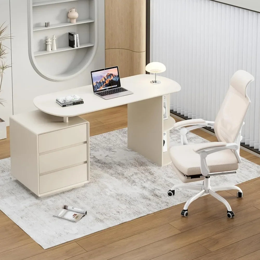Ergonomic L Shaped Home Office Desk And Chair Set Storage