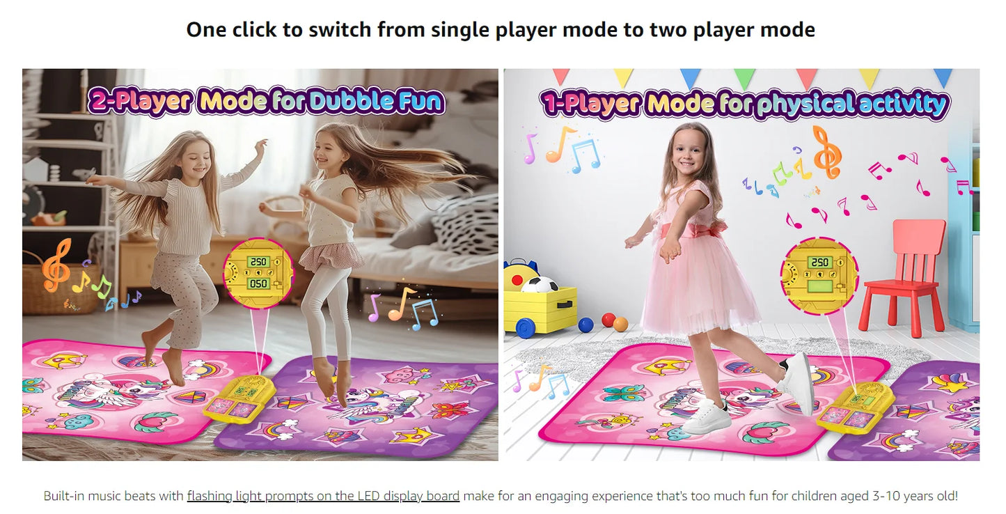 VATOS Unicorn Dance Mat 9 Level Dancing Game For Kids Indoor Outdoor
