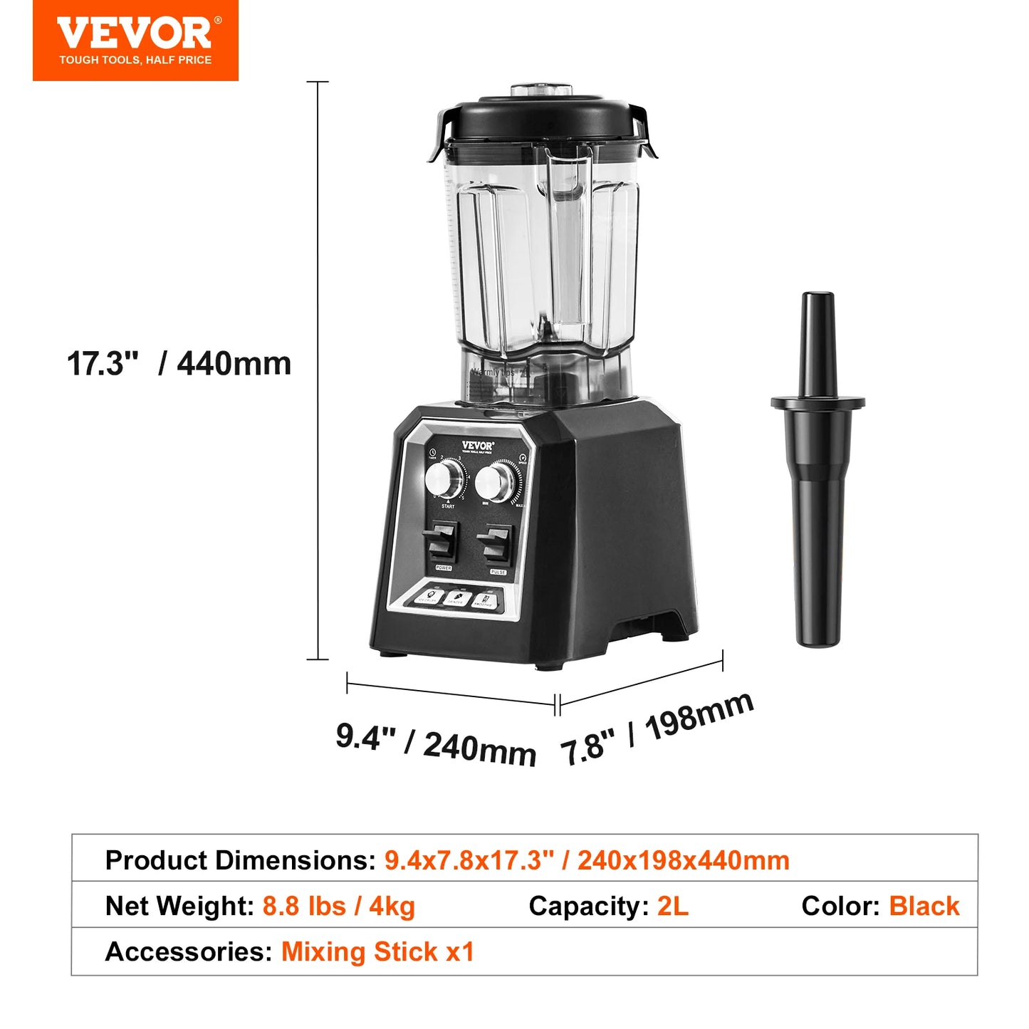 SucceBuy Stainless Steel Countertop Blender Professional For Home Kitchen