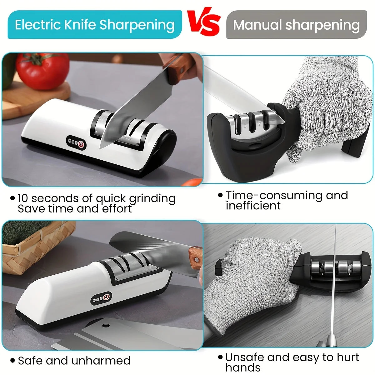 HOMEFISH Multifunctional Kitchen Electric Knife Sharpener 4 Gear