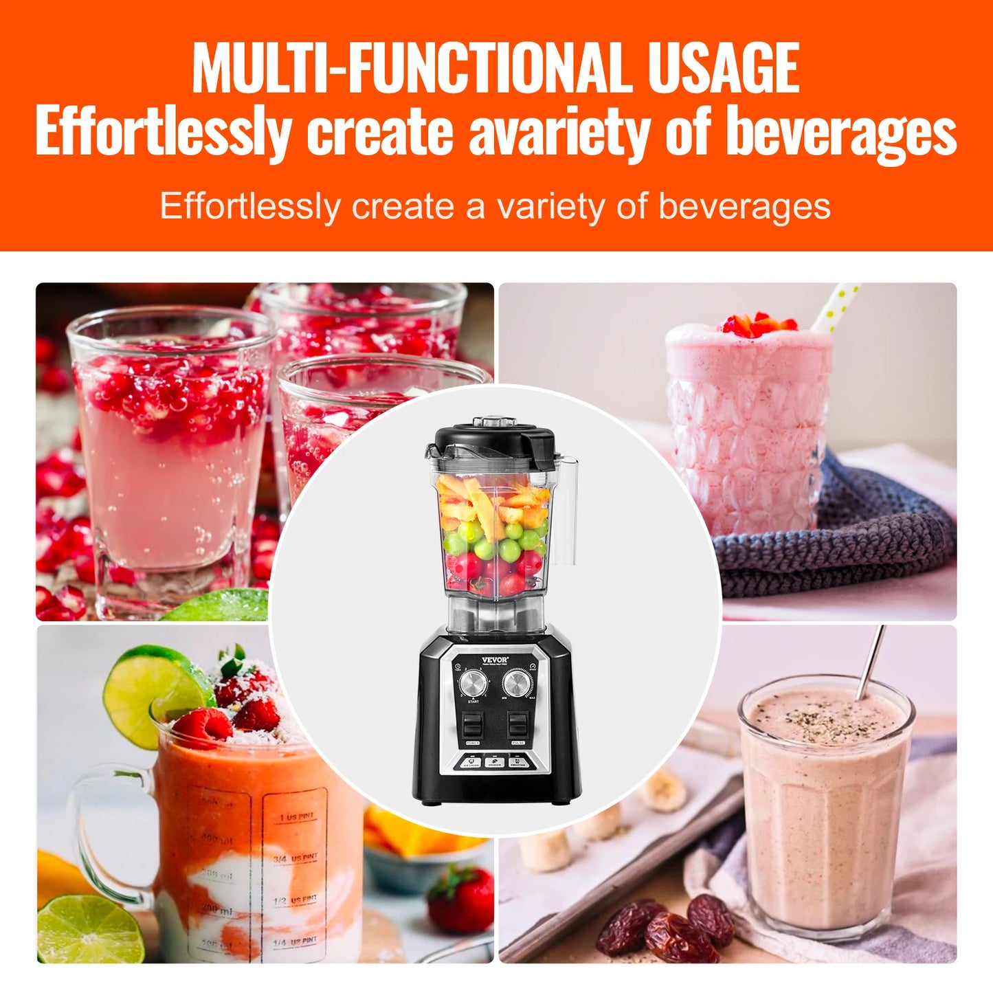 SucceBuy Stainless Steel Countertop Blender Professional For Home Kitchen